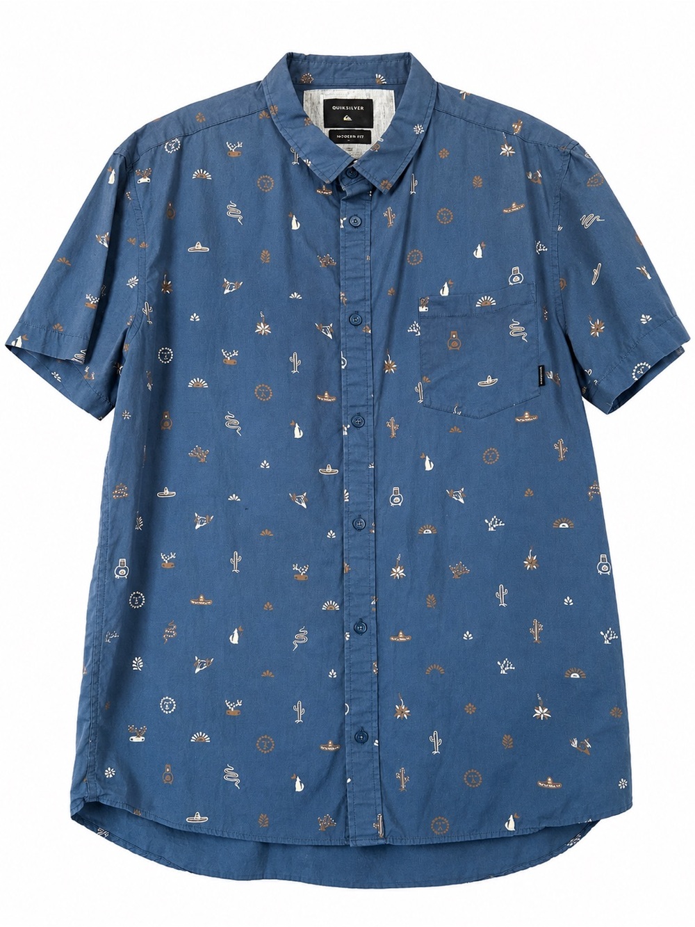 Quiksilver Baja Moment Blue Print Button Down Shirt Men’s XXL
